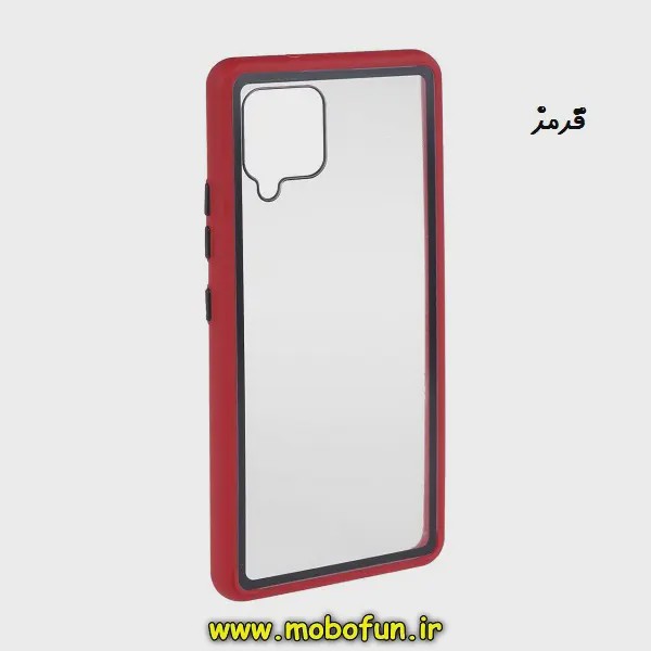قاب گوشی Galaxy A42 - Galaxy M42 سامسونگ طرح پشت طلق شفاف دور سیلیکونی رنگی قرمز کد E35-176021