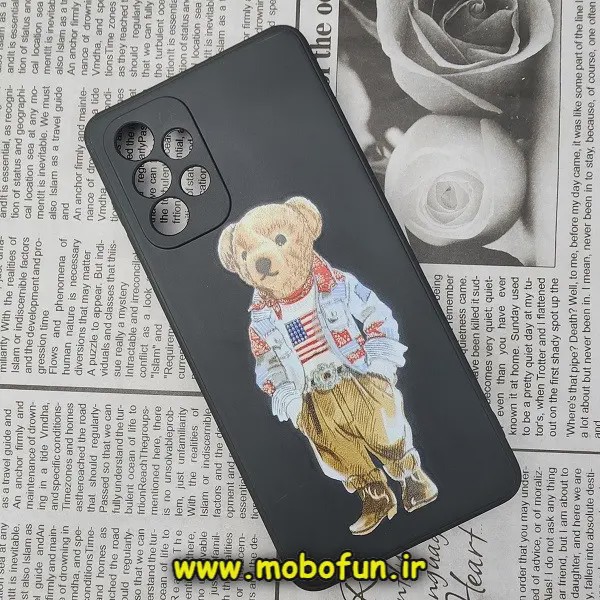 قاب گوشی Galaxy A73 5G سامسونگ سیلیکونی ژله ای محافظ لنز دار طرح خرسی تدی Tedi مشکی کد 285
