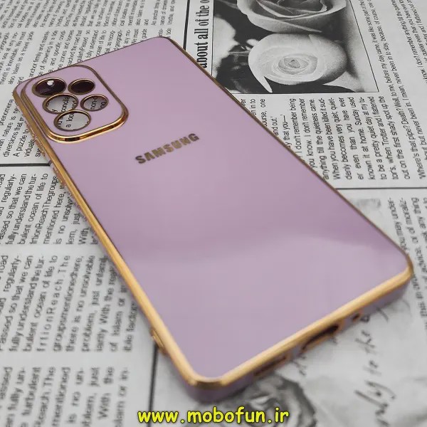 قاب گوشی Galaxy A73 5G سامسونگ طرح ژله ای مای کیس گلد لاین دور طلایی محافظ لنز دار یاسی کد 142