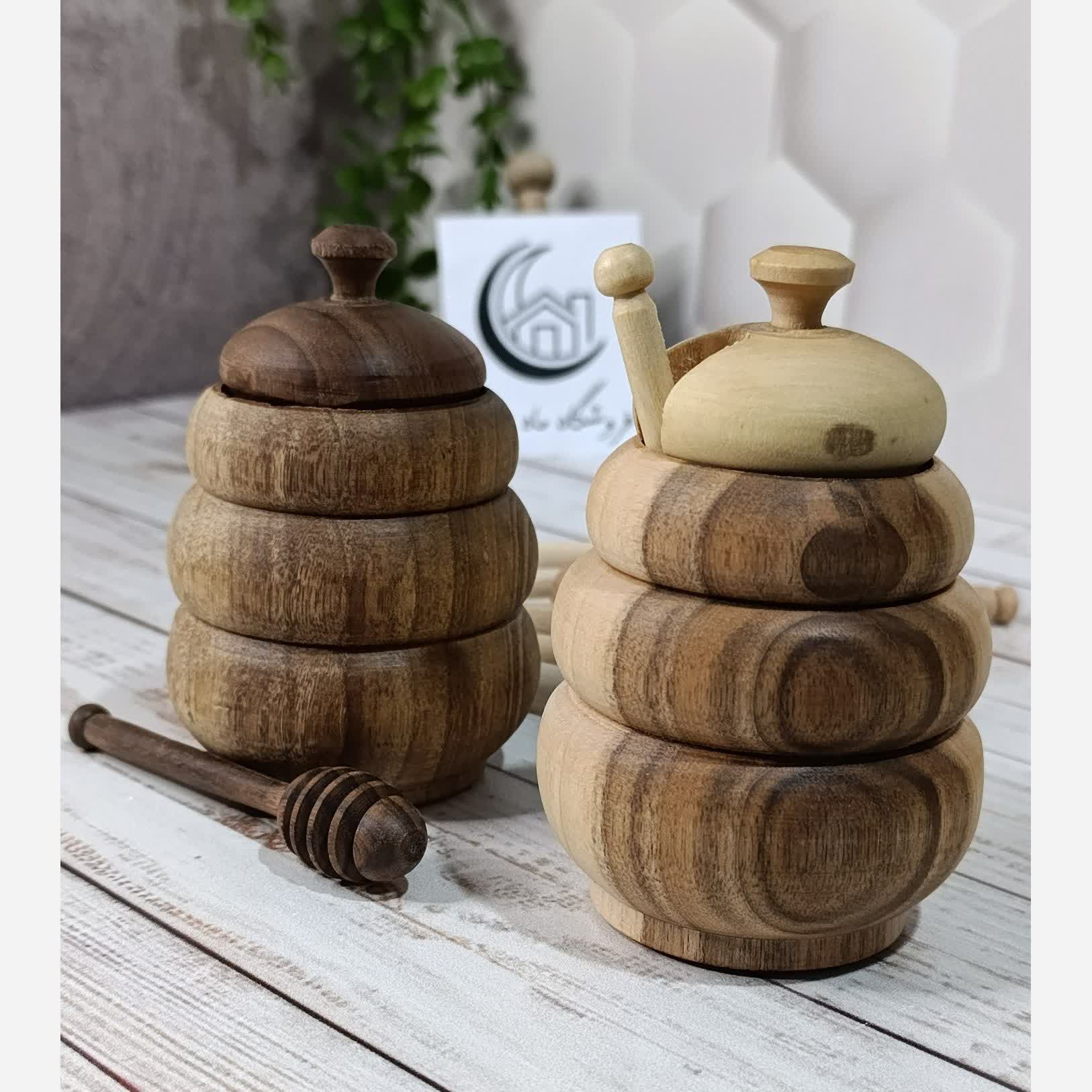 عسل خوری چوبی قاشق دار خراطی شدهجدید
