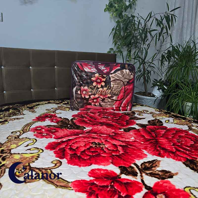 پتو دو نفره شادیلون گلدار برجسته