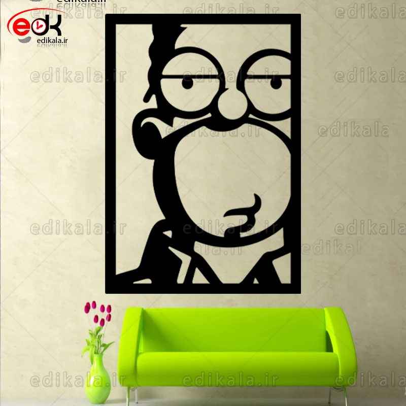آینه دکوراتیو طرح سیمپسون ها شماره 1 در پنج رنگ و ابعاد انتخابی+فایل کورل