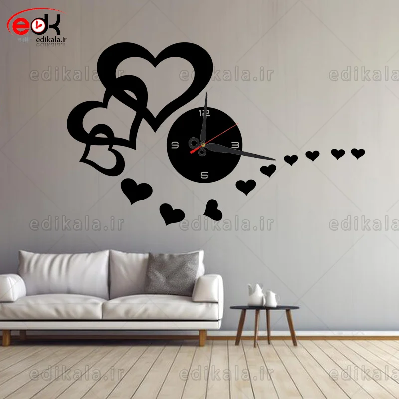 ساعت دیواری طرح قلب شماره 7 در رنگ و ابعاد انتخابی +فایل کورل آماده برشجدید