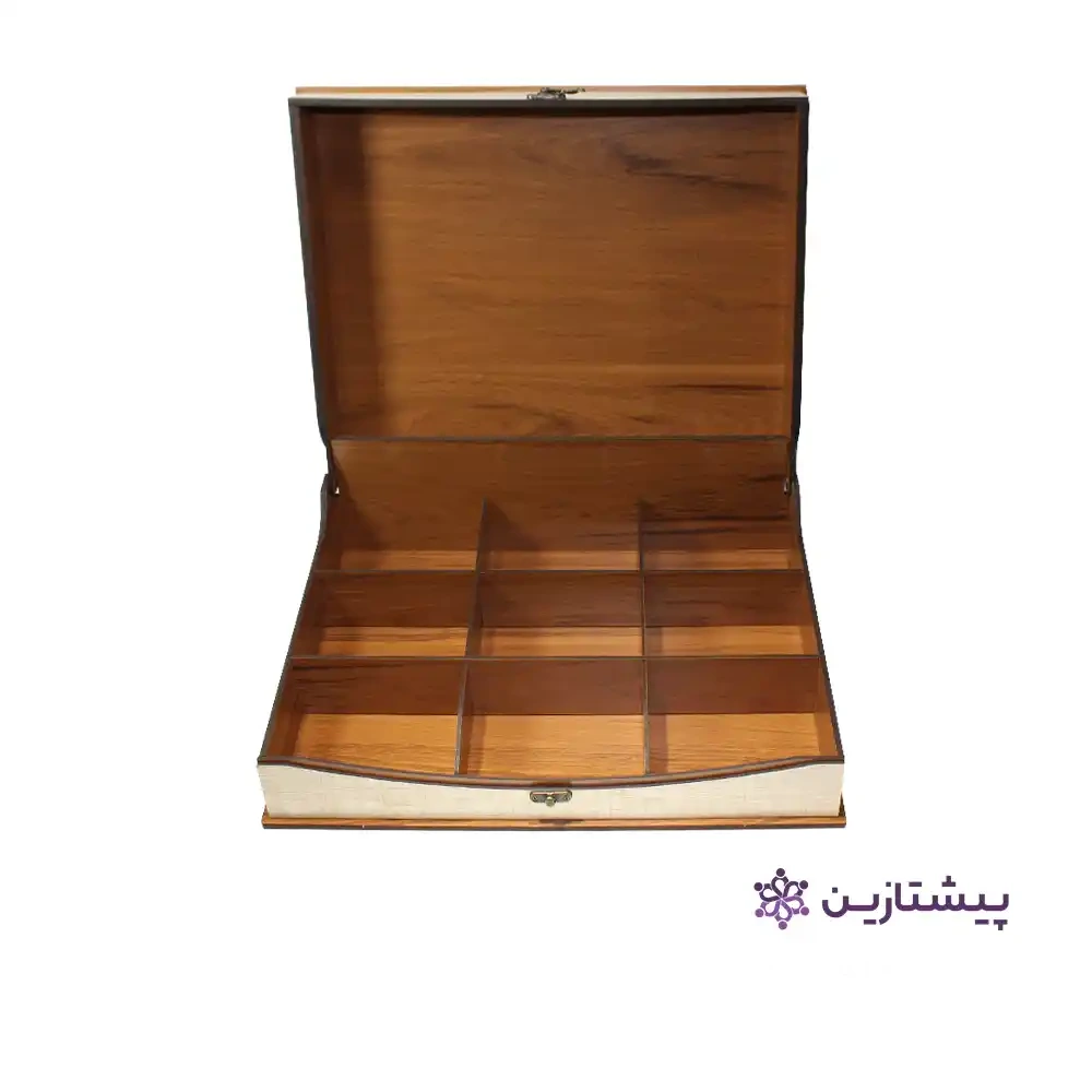 پک چوبی کادویی زعفران و دمنوش مدل شعر