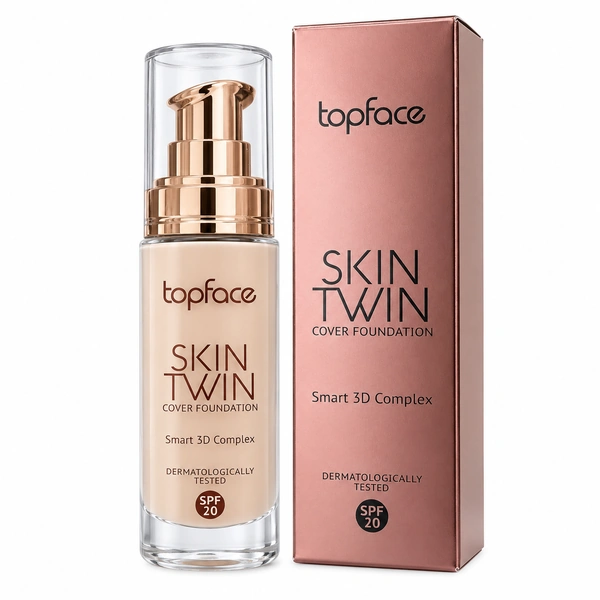 کرم پودر آبرسان تاپ فیس مدل Skin Twin Cover SPF 20 حجم 32 میل