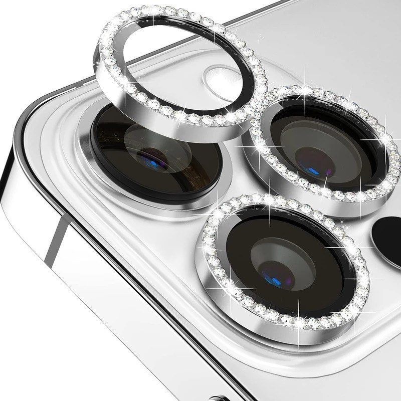 محافظ لنز دوربین مدل رینگی نگین دار مناسب برای گوشی موبایل اپل iPhone 15 Pro / 15 Pro Maxجدید