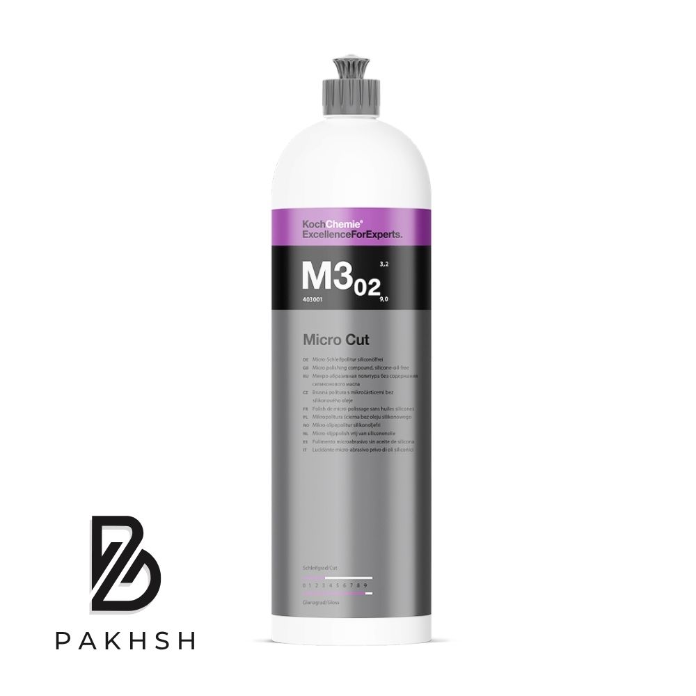 پولیش نرم و آنتی هولوگرام 1 لیتری کوکمی - کخ کیمی مخصوص بدنه خودرو Koch Chemie M3.02 Micro Cut