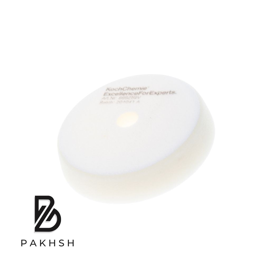 پد پولیش اسفنجی زبر سفید کوکمی Koch Chemie سایز 126 میلیمتر مدل White Hard V‑Form Pad