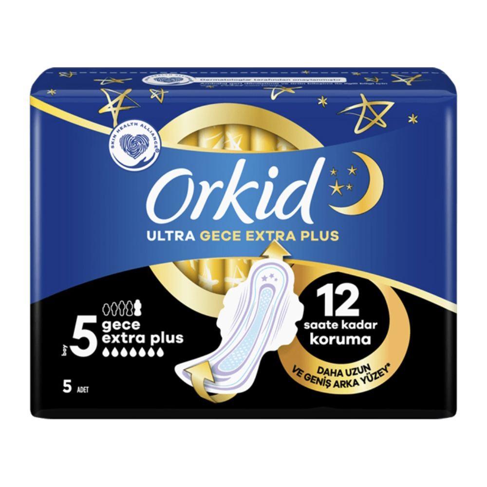 نوار بهداشتی بالدار مشبک نازک ضد حساسیت روز و شب اورکید مدل Ultra Gece Extera Plus با جذب بالا سایز 4 بسته 5 عددیجدید