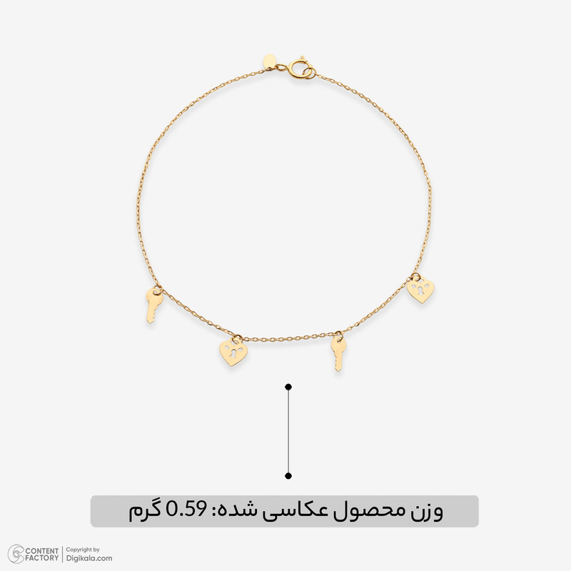 دستبند زنجیری طلا 18 عیار زنانه گالری طلای مهرسین مدل قفل و کلیدجدید