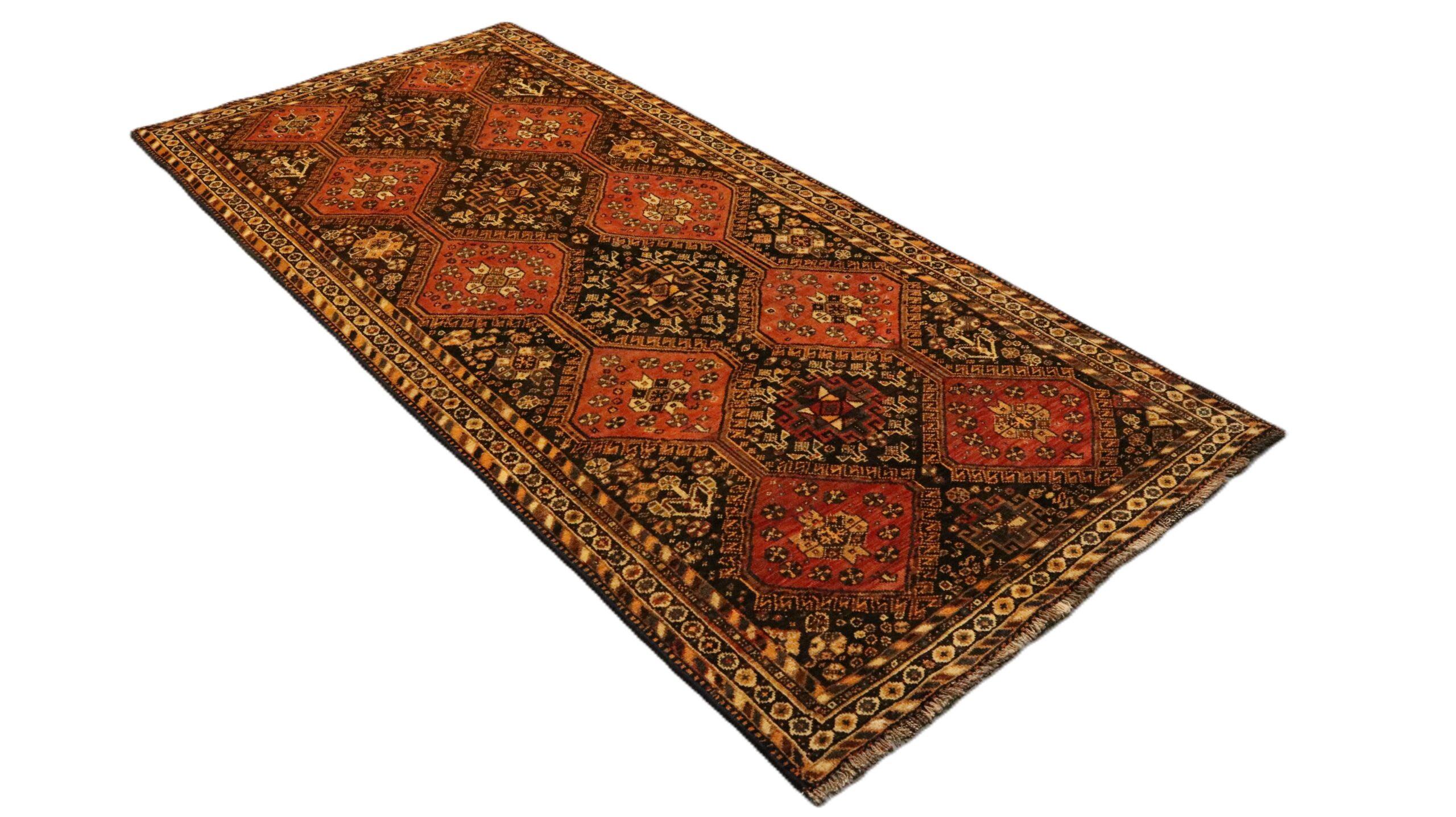 کناره دستبافت قشقایی طرح قابلوزی هندسی (275×127 سانتیمتر)