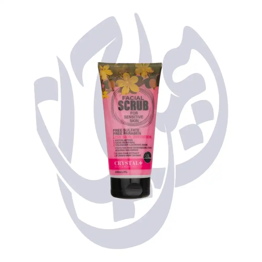 اسکراب لایه بردار پوست کریستال مناسب پوست حساس (صورتی) بدون سولفات و پارابن 200ml