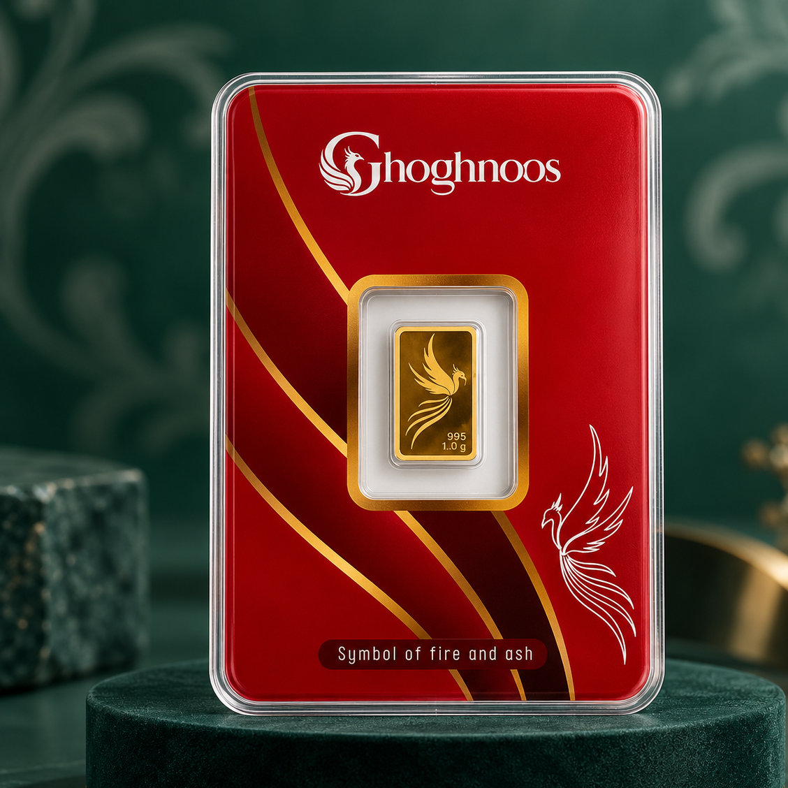 شمش طلای 24 عیار 50 سوتی ققنوس با فاکتور معتبر