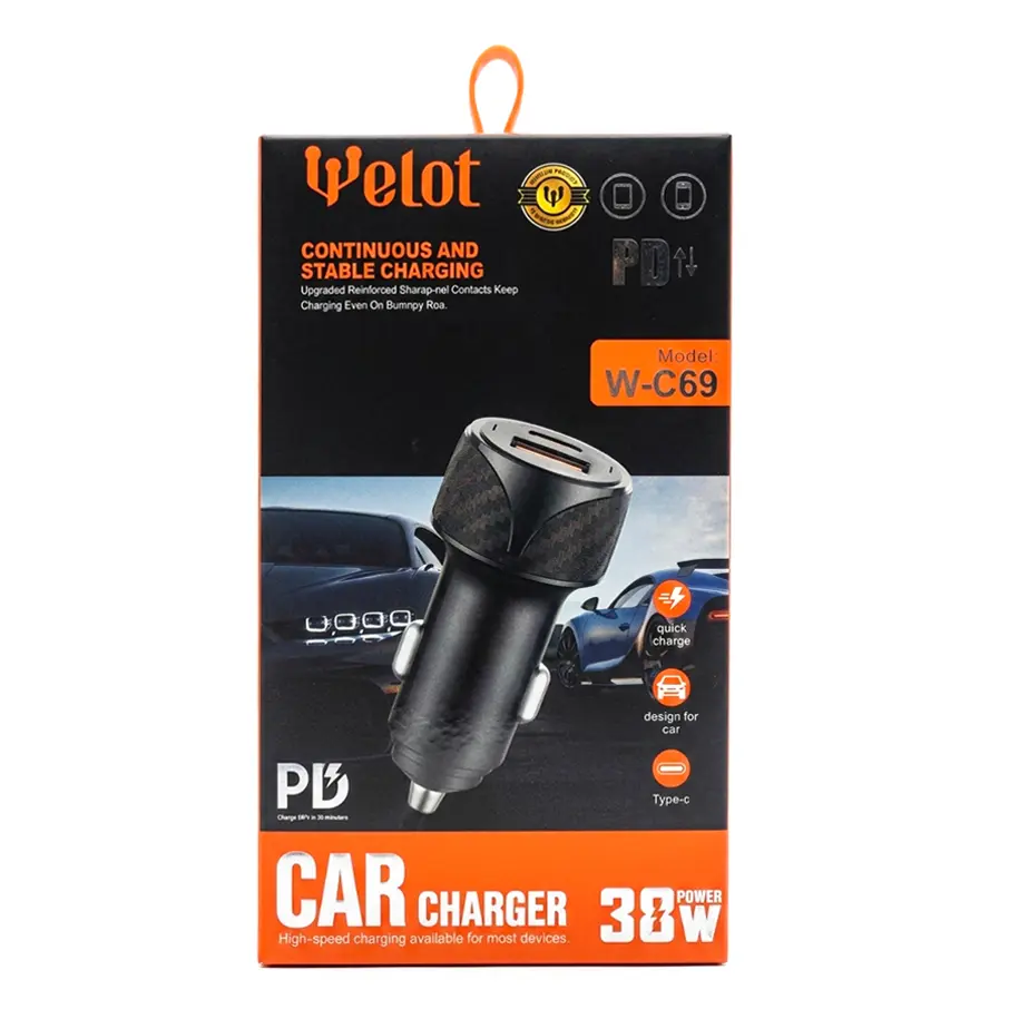 قیمت و خرید شارژر فندکی 38 وات ویلوت مدل W-C69 هانسی شاپ