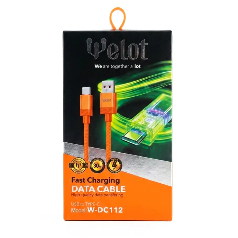 قیمت و خرید کابل شارژ تایپ سی ویلوت مدل W-DC112 هانسی شاپ