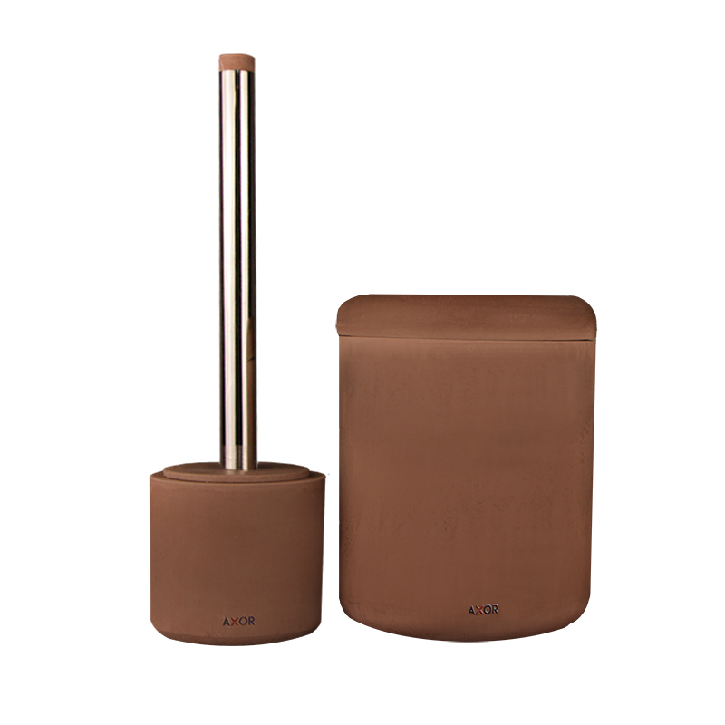 ست فرچه و سطل سرویس بهداشتی AXOR (آکسور) مدل والریا رنگ خاکی (psetkd012)جدید