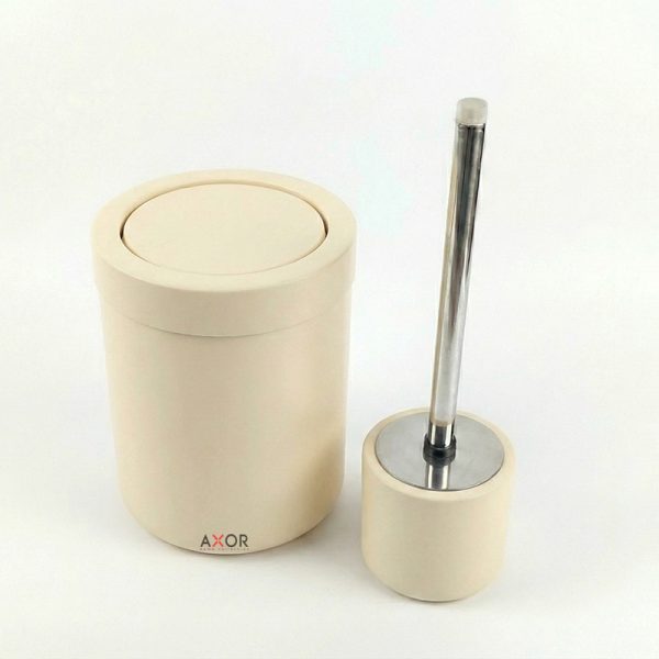 ست فرچه و سطل سرویس بهداشتی AXOR (آکسور) مدل امیلیو رنگ کرم (psfbkjk)جدید