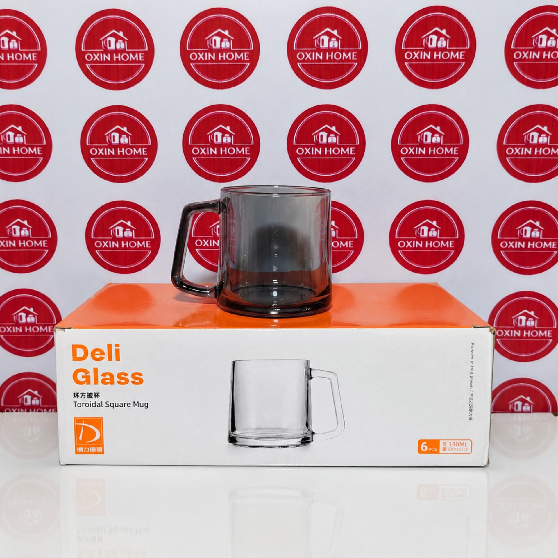 لیوان دسته دار دودی دلی گلس سایز بزرگ مدل Toroidal Square Mug ظرفیت 350 میلی لیترجدید