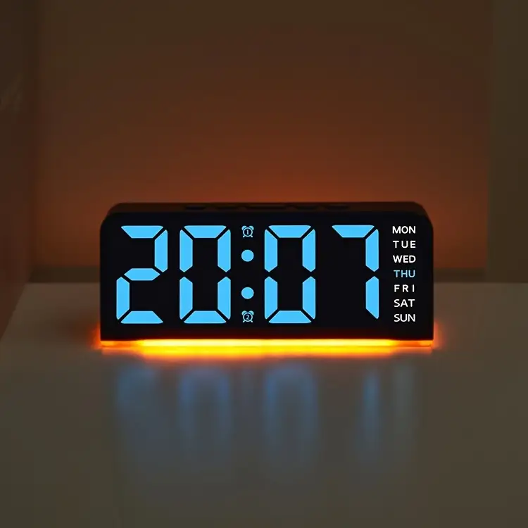 ساعت LED دیجیتالی رومیزی بک لایت دار نارنجی مدل 91 اقساطیجدید