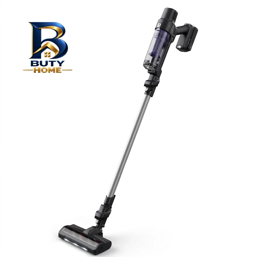جارو شارژی عصایی تفال مدل TY6A35 با باتری لیتیوم یونی 18 ولت، مکش 30 ایر وات و حالت های خودکار ECO SURFACE، مجهز به ماشه