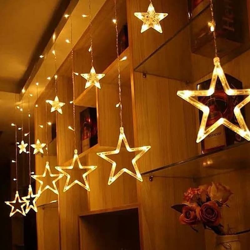 ریسه پرده ای طرح ستاره 12 آویز 2.5 متری