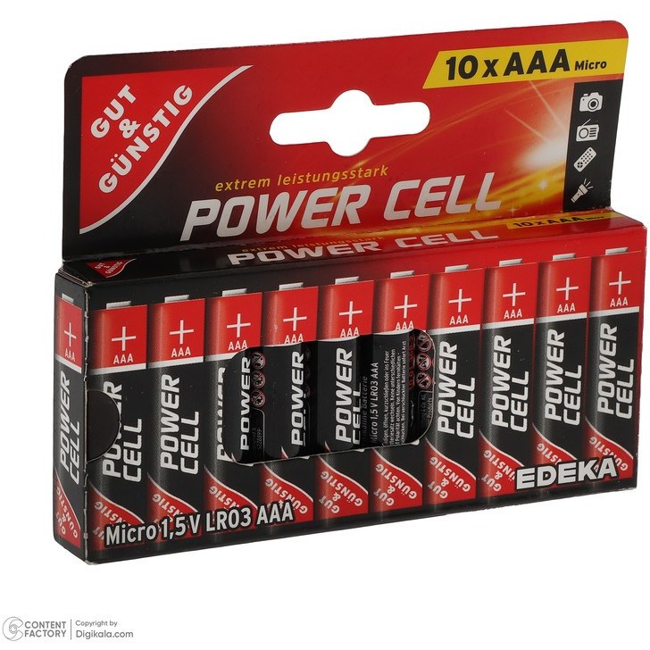باتری نیم قلمی پاور سل مدل LR03 AAA 1.5V Alkaline بسته 10 عددیجدید