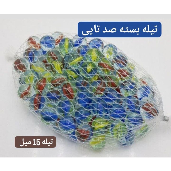 تیله هشت پر رنگی زرد آبی قرمز