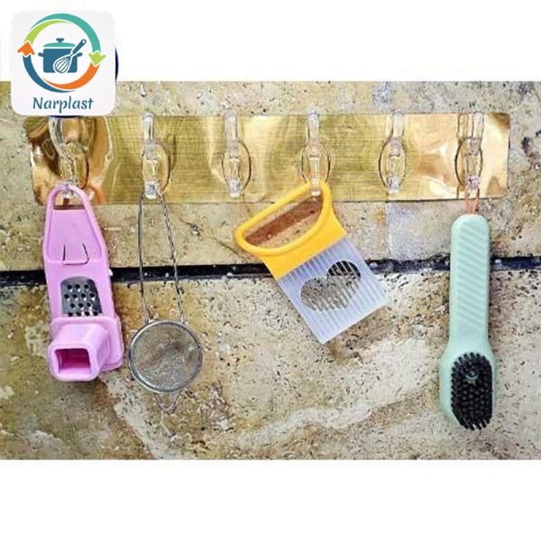 آویز دیواری چسبی طلایی 6 شاخه