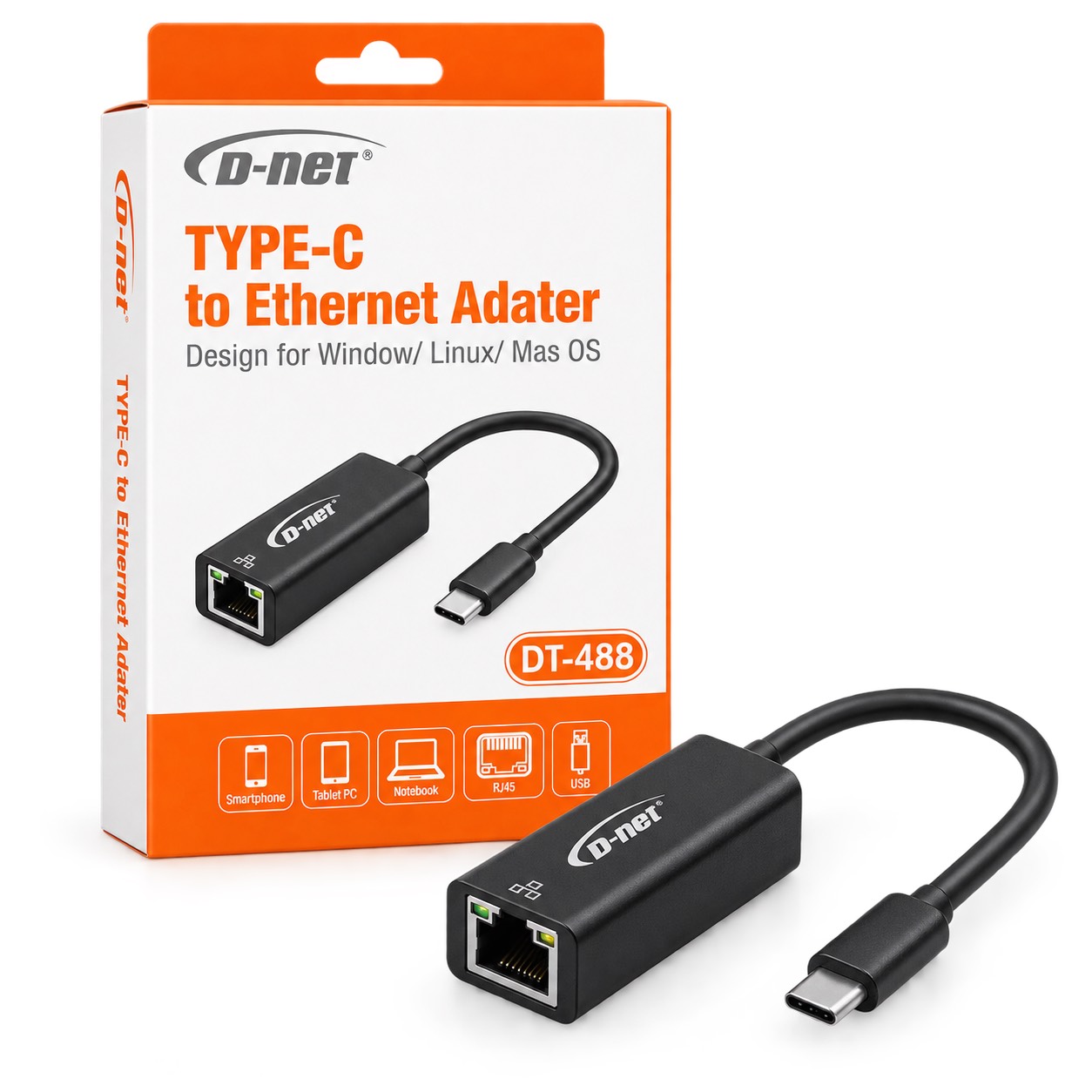 مبدل Typec به LAN سرعت 10.100 مدل DT488Cجدید
