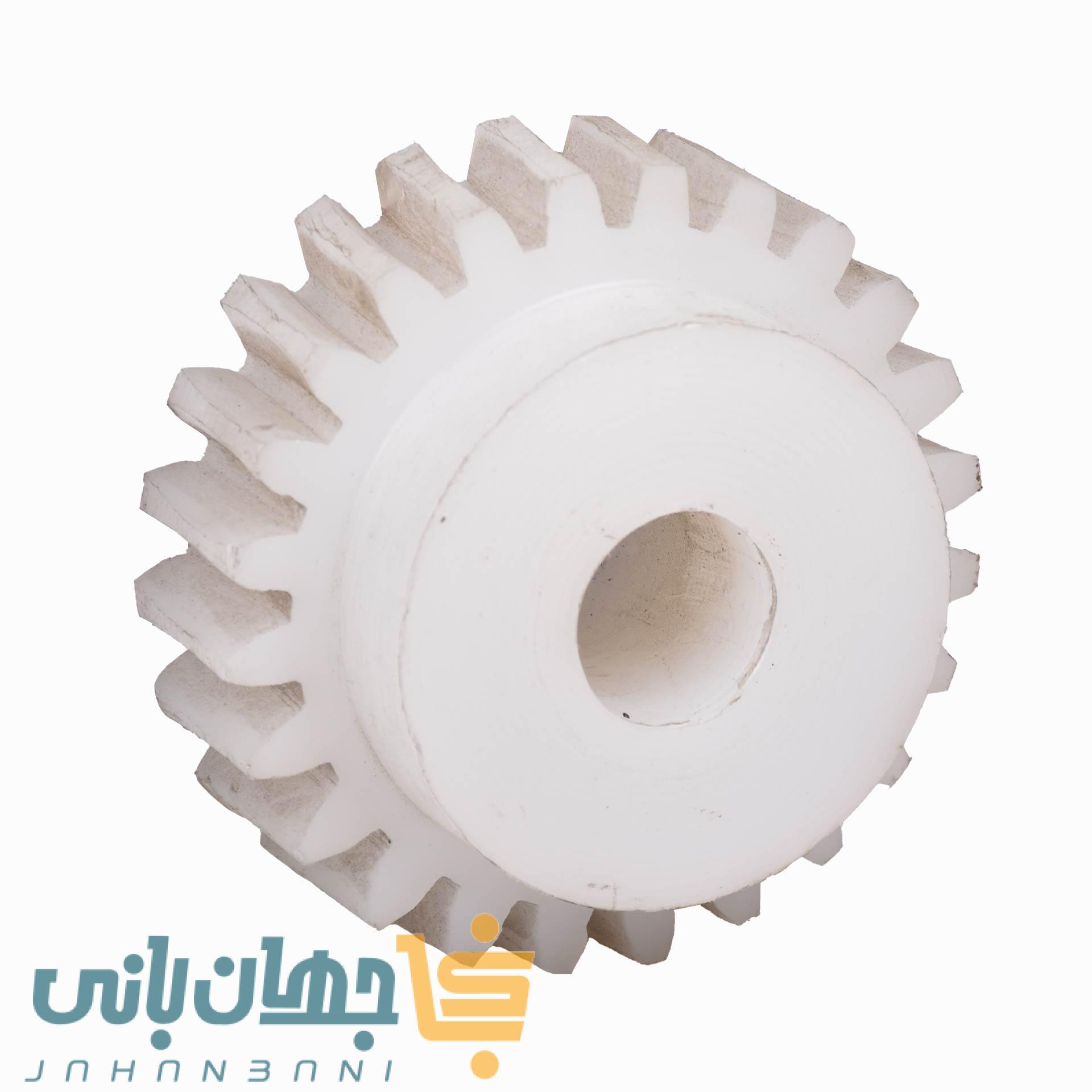 چرخ دنده پلی اتیلن (تفلونی) جوجه گردان دنده درشت 7.8 سانتیمتری (پس کرایه تیپاکس)