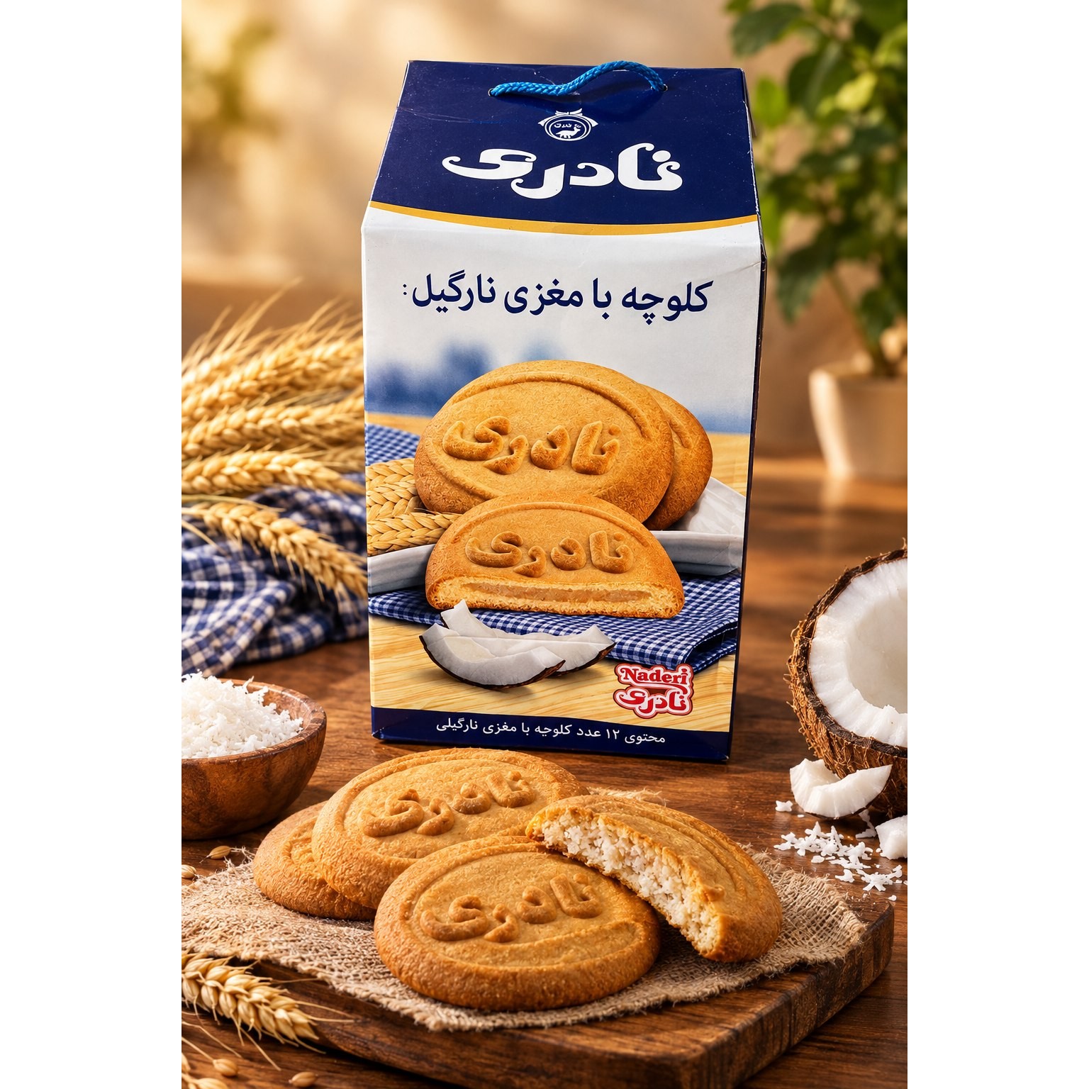 کلوچه نادری با مغزی نارگیلی (ساک 12 عددی)