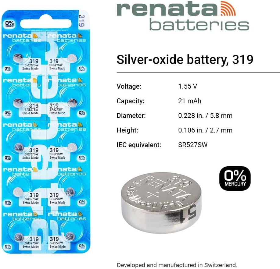 باطری سکه ای 319 رناتا باطری ساعت و باطری قلم سرفیس پرو Renata 319 (SR527SW) - تکی