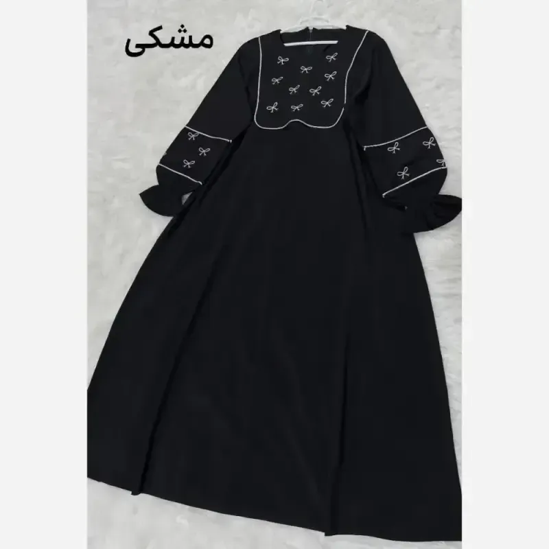 مانتو عبایی پاپیون الیزه درجه یک فری سایز رنگ مشکی و موکاجدید