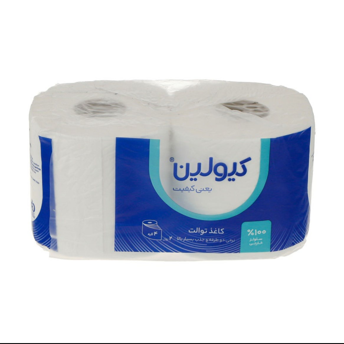 دستمال توالت کیولین 2 رول چهار لایه سلولز