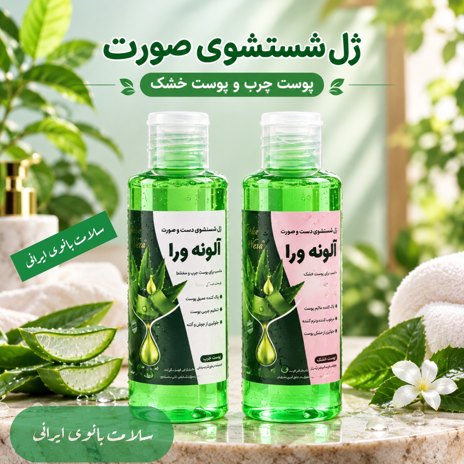 ژل پوست چرب، ژل شستشو پوست چرب، حاوی ویتامین سی و آلوئه ورا، ضد جوش و آکنه، کنترل چربی پوست