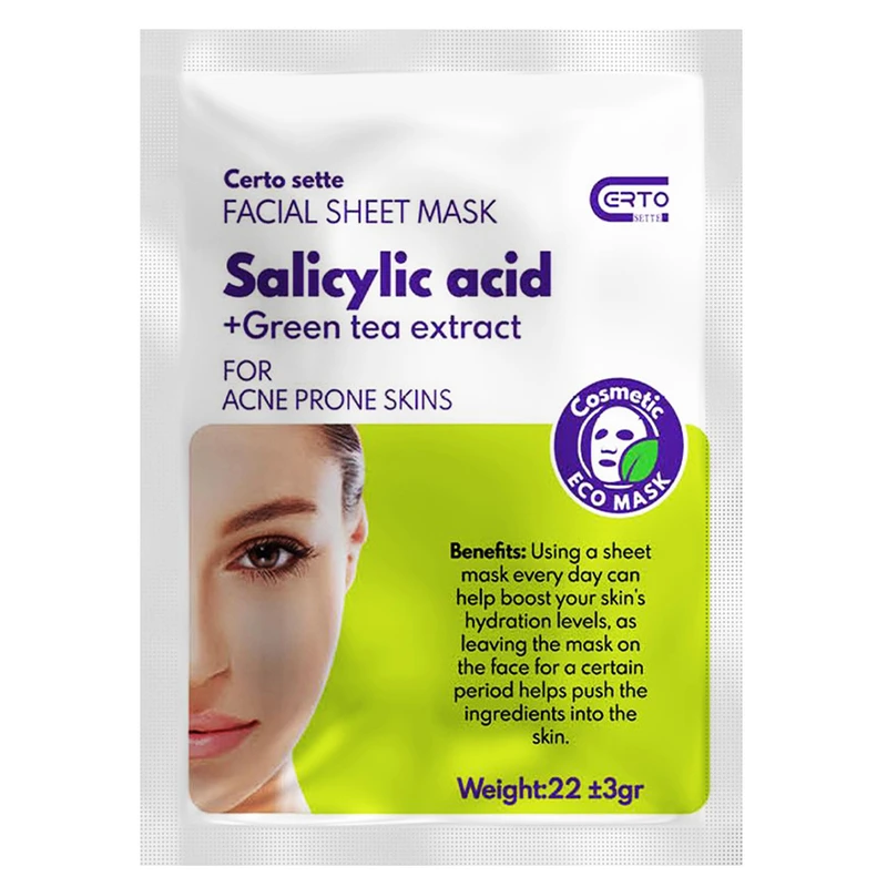 ماسک ورقه ای صورت سرتو سته مدل سالیسیلیک اسید وزن 22 گرم