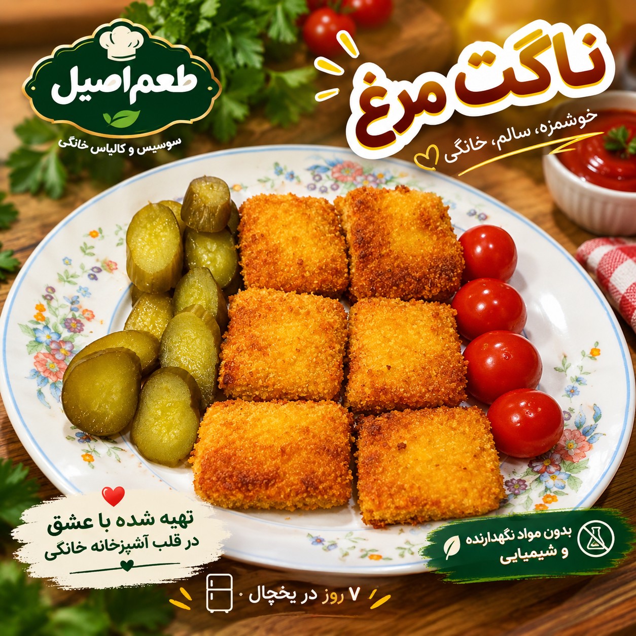 ناگت مرغ باگوشت تازه مرغ