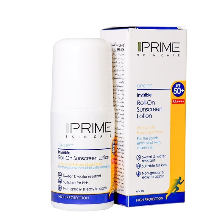 لوسیون ضد آفتاب بی رنگ پرایم با SPF50 مناسب انواع پوست حجم 50 میلی لیتر
