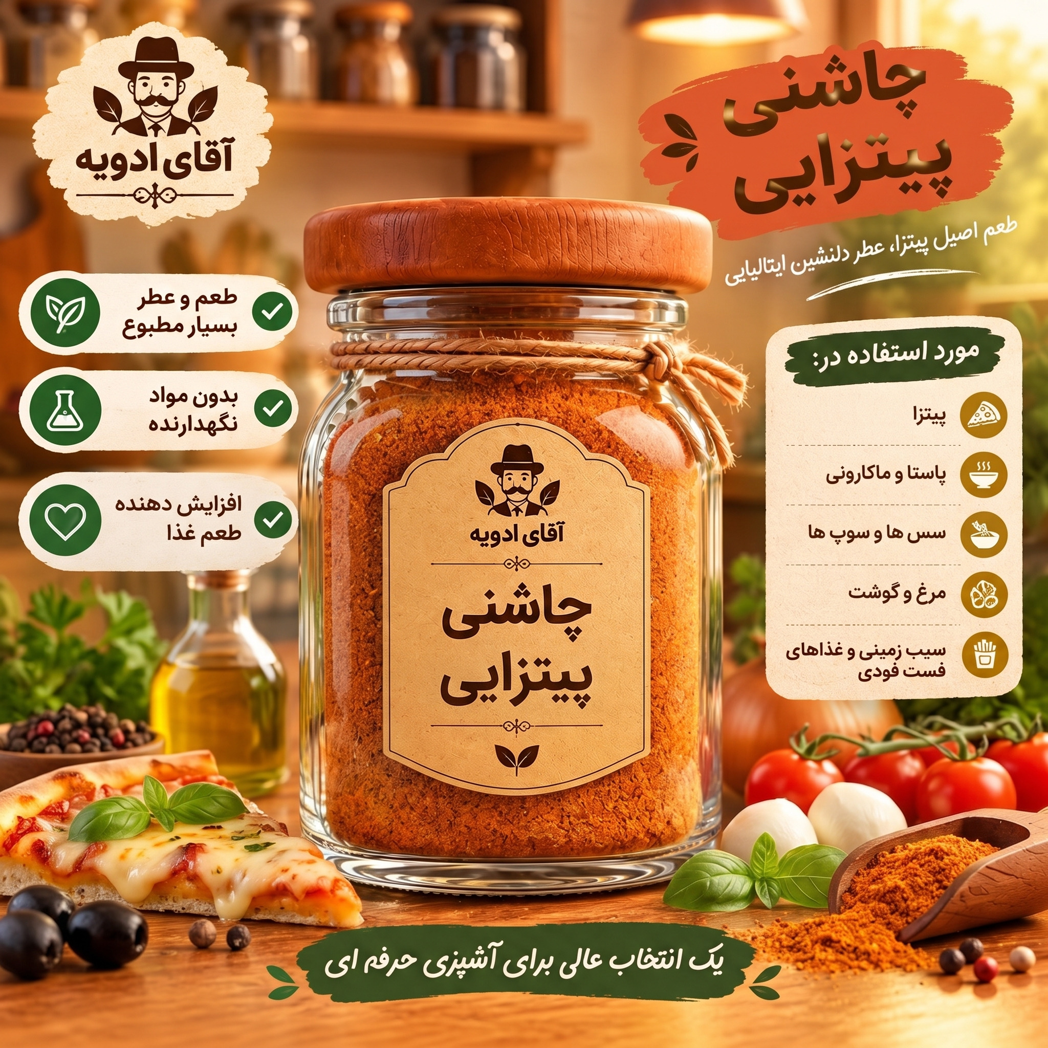 چاشنی طعم پیتزایی بسته بندی ( 500/250100) گرمی