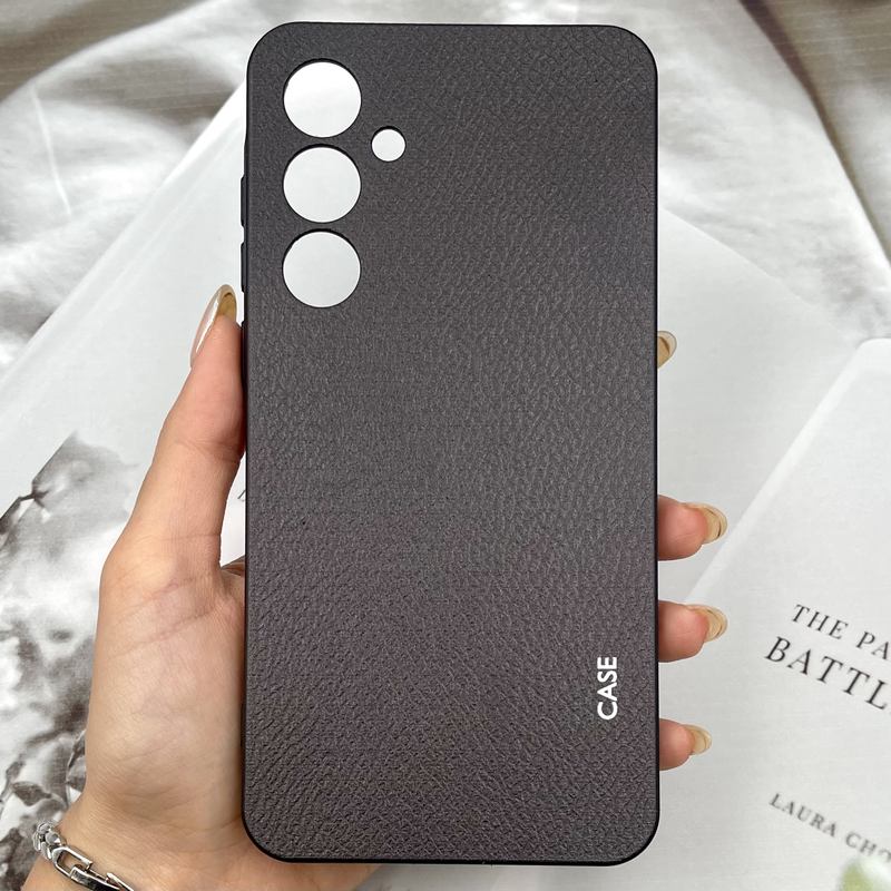 قاب گوشی Galaxy A35 سامسونگ Leather Touch سیلیکونی طرح چرم داخل مخمل محافظ لنز دار مشکی کد 806665