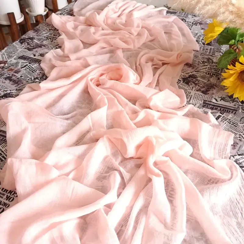 شال نخی سوپر گیاهی 3 متری مشکی و سفید طرح ساده ابعاد 80 در 250 سانتی مترجدید