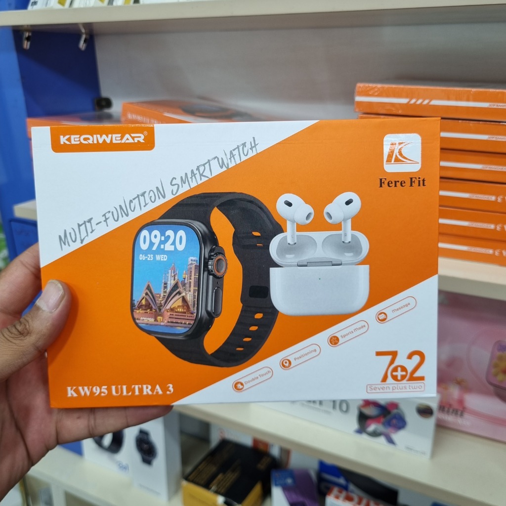 ساعت هوشمند KW95 Ultra 3 به همراه ایرپاد پرو 2 و 7 بندجدید