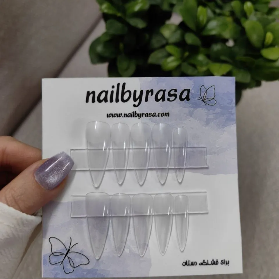 ناخن مصنوعی فرم بادومی بلند شیشه ای بی رنگ راسا – RSN0471