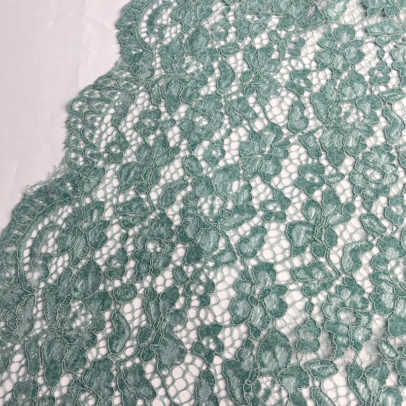 پارچه دانتل مخمل سبز دریایی