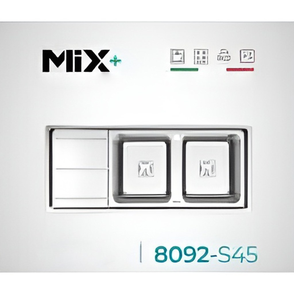 سینک ظرفشویی توکار میکس پلاس مدل 8092-S45 دو لگن