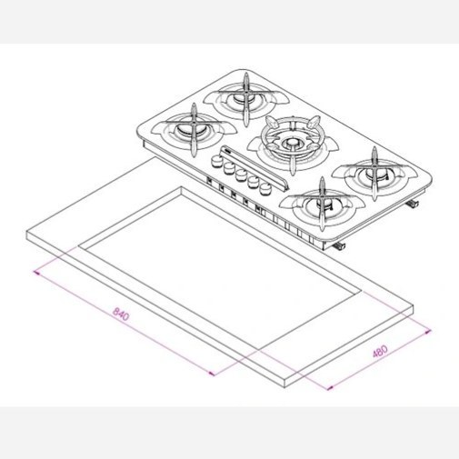 اجاق گاز شیشه ای میکس پلاس مدل IG-503 مشکی