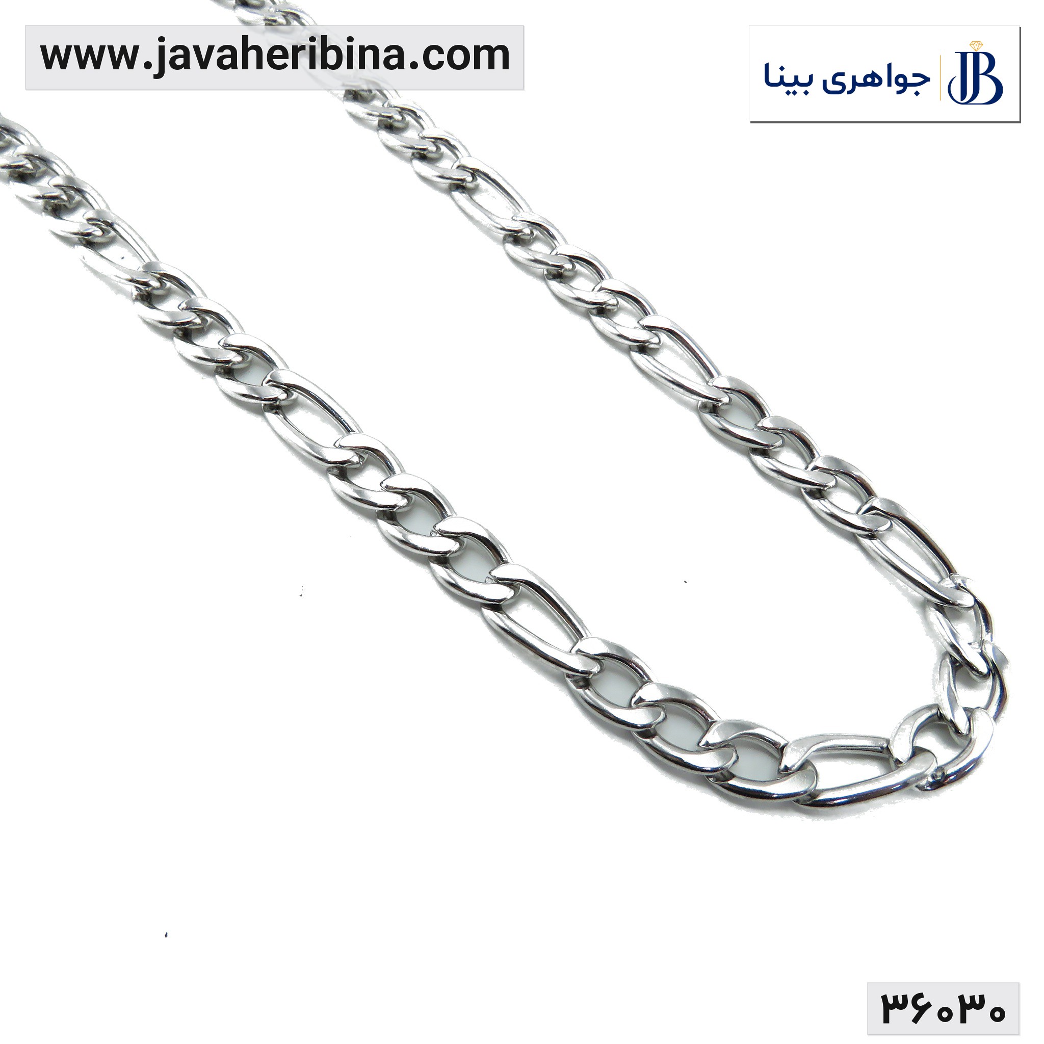 زنجیر استیل مردانه مدل فیگارو 60 سانتی متر کد36030