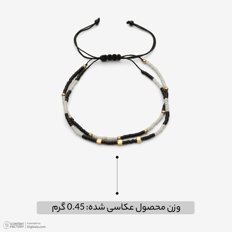 دستبند طلا 18 عیار زنانه با بند مهرهای وی گالری مدل amg3529جدید
