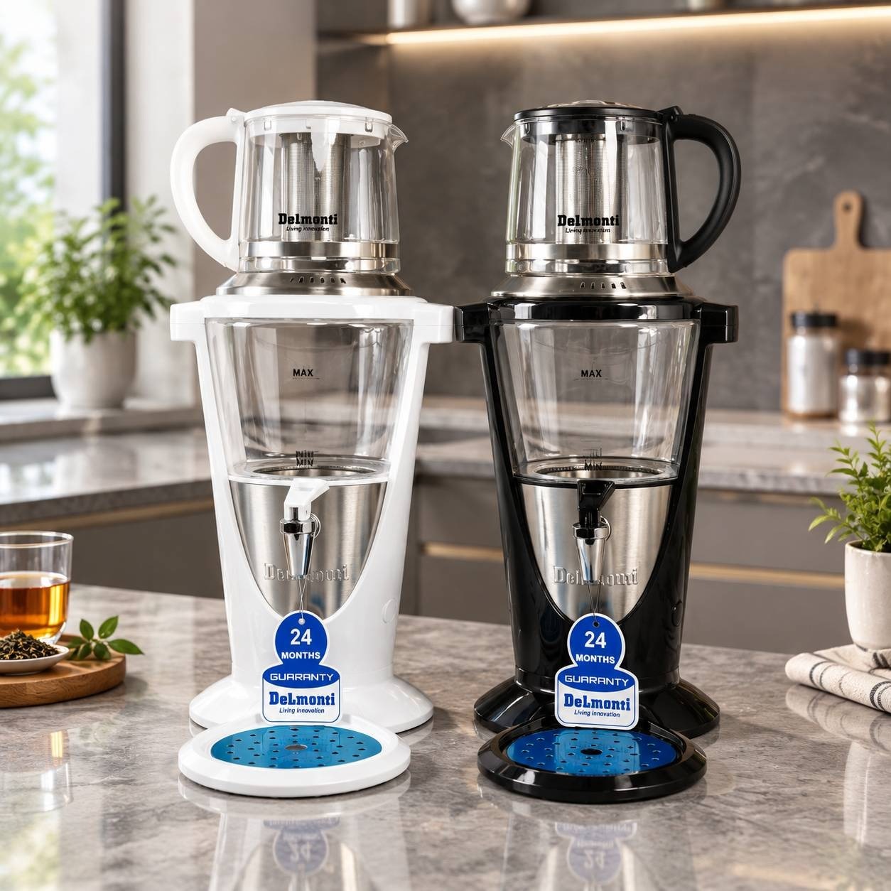 چای ساز سماوری دلمونتی مدل DL-435 رنگ مشکی و سفید (ارسال رایگان)