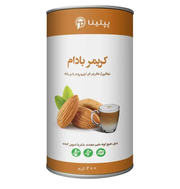 کریمر غیر لبنی با پودر شیر بادام قوطی 200 گرم